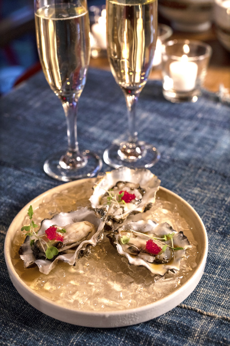 oyster appetizer shot on location in clients restaurant