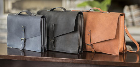 Slate leather goods product shot for direct mail catalog